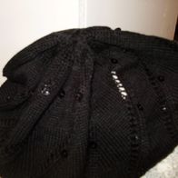 s. oliver Mütze schwarz Lochmusterstreifen + Pailletten NEU
