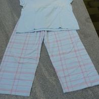 Schlafanzug Pyjama Kurzarm von Vivance hellblau rosa gemustert Gr. 36/38