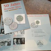 Erinnerungsblatt 50 Jahre Deutsche Mark 1998 mit MiNr. 1996 gest. #k38