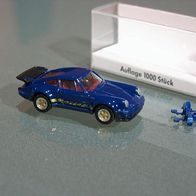 Porsche (3a) turbo blau Modell + Spiel Gronau herpa Werbe 1:87 OVP