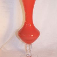 Friedrich Glas orange-rote Fuß-Vase, 70er Jahre