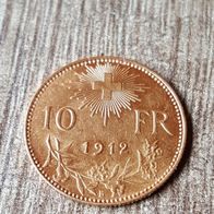10 Vreneli Franken 1912 Schweiz Gold