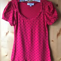 rotes T-Shirt Gr. XS mit schwarzen Tupfen (3713)