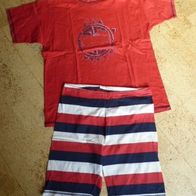Schiesser Schlafanzug Kurzarm rot blau weiß Gr. 164