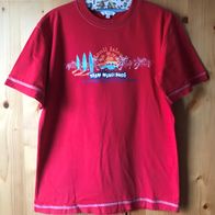 rotes T-Shirt Gr. 134/140 mit Aufdruck (3721)