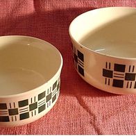 2 alte Keramik-Schüsseln , mit grünem Quadrat-Muster , 1960er Jahre