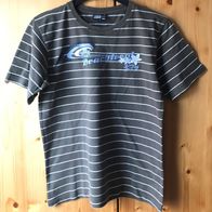 grün-weiß gestreiftes T-Shirt Gr. 164 mit Aufdruck (3987)