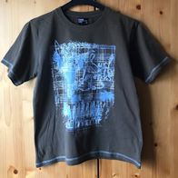 braunes T-Shirt Gr. 164 mit blauem Aufdruck (3983)