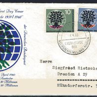 BRD / Bund 1960 Weltflüchtlingsjahr 1959/60 MiNr. 326 - 327 FDC gelaufen