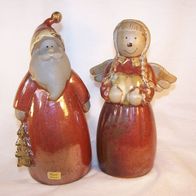 2 Gilde Keramik Figuren - " Engel und Weihnachtsmann "