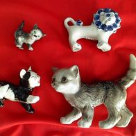 3 Katzen von Goebel und ein Löwe - Russisches Porzellan