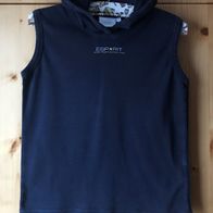 dunkelblaues T-Shirt ohne Ärmel mit Kapuze Gr. 140 (4038)