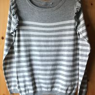 grau-weißgestreifter Pullover Gr. M (40/42) - (4128)