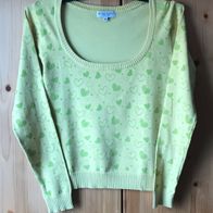 gelb/ grüner Pullover Gr. M (=> Gr. 36/38) - (4114)