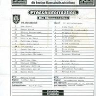 PRG team sheet VfL Osnabrück - SV Wilhelmshaven 05/2000 Presseinformation ON GER
