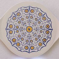 Keramik Torten-Platte, Blumen-Spritzdekor, Grünstadt 50/60ger J. * **