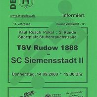 PRG TSV Rudow 1888 vs SC Siemensstadt II 14.9.2000 Berlin Paul-Rusch-Pokal Cup