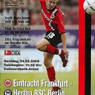 PRG SG Eintracht Frankfurt vs Hertha BSC Berlin 4. 2. 2006 Programm Bundesliga SGE