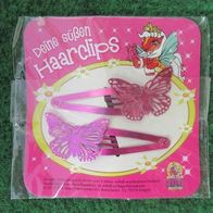 NEU: 2 Haarspangen "Fairy Filly" pink Haarclips Haarschmuck pink Schmetterlinge