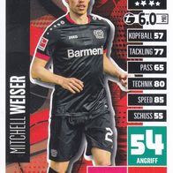 Bayer Leverkusen Topps Match Attax Trading Card 2020 Mitchell Weiser Nr.210