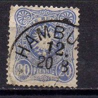 D. Reich 1880, Mi. Nr. 0042 / 42 - 20 Pfennig, gestempelt Hamburg #04091