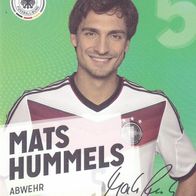 DFB Rewe Plastik Sammelkarte WM 2014 Mats Hummels Nr.5/34