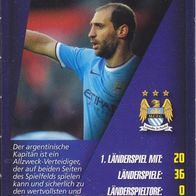Manchester City Welt Fussball Stars Trading Card Pablo Zabaleta 2014