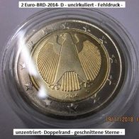 2014 2 Euro - D - Fehlprägung -2014 -D- Fehlprägung-Bankfrisch-