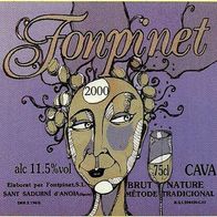 Etiqueta del vino "Fonpinet 2000" elab. per Fontpinet S.L. Sant Sadurní d´Anoia