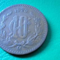 MEXICO 10 Centavos 1920 . RS mit kleinem Randfehler..##543