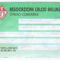 Ticket AC Bellinzona vs Grasshopper Club Zürich Pokal 12.11.2000 Grasshoppers GC