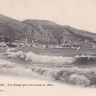 alte AK Frankreich - Menton - La Plage par un coup de Mer (2179)