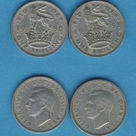 Großbritannien 1 Shilling 1950 + 1951 Englischer Löwe