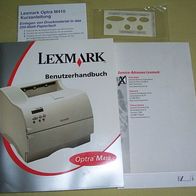 Lexmark Optra M410 Drucker Benutzerhandbuch + Kurzanleitung + Aufkleber