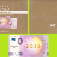 0 Euro Schein Specimen Golddruck 2020 Anniversary selten Nr 4794