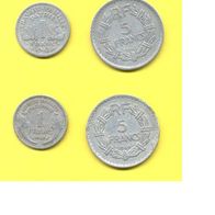 Münzen Frankreich 1943 1 Franc - 1945 5 Franc - 1947 1 Franc - 1949 5 Franc