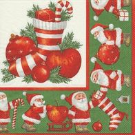 1 Serviette - Weihnachten - Christmas - Santa - Stiefel