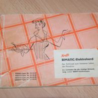 Betriebsanleitung/ Kochrezepte KREFFT Bimatic-Elektroherd 1960er Jahre