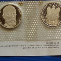 Robert Koch 150. Geburtstag, Sonderprägung 10 DM pol. Pl. 1993