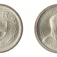 Schweiz 5 Franken 1969 B stgl. Silber