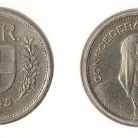 Schweiz 5 Franken 1965 B Silber