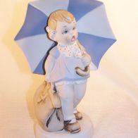 Elly Strobach - Royal Dux Porzellan Figur - Mädchen mit Schirm und Tasche , signiert