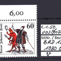 BRD / Bund 1979 Doctor Johannes Faust MiNr. 1030 postfrisch Oberrand -1-
