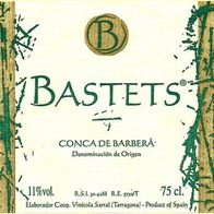 Etiqueta del vino Bastets Conca de Barberà Elab. Coop. Vinícola Sarral Tarragona