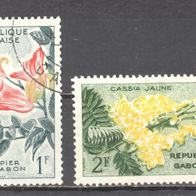 Gabun, 1961, Mi. 161, 162, Blüten, 2 Briefmarken, postfr./ gest.