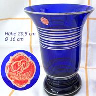 große blaue Vase * GP - garantiert Handarbeit * Bechervase Glas oder Kristall
