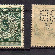 D. Reich 1923, Mi. Nr. 0339 / 339, Korbdeckel-Muster, gestempelt Perfins BVB #05421