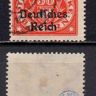 D. Reich Dienst 1920, Mi. Nr. 0040 / D40, Überdruck Bayern, gestempelt geprüft #05506