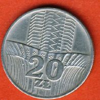 Polen 20 Zlotych 1974 Getreidefeld vorm Hochhaus