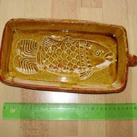 Fischplatte Keramik braun emailliert Neu 30x 16 cm